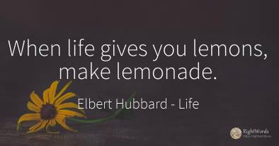 When life gives you lemons, make lemonade.