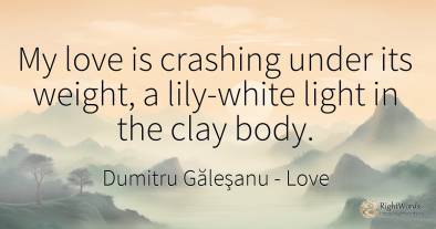 My love is crashing under its weight, a lily-white light...