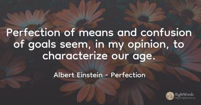 Perfection of means and confusion of goals seem, in my...