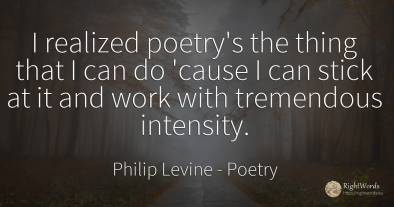 I realized poetry's the thing that I can do 'cause I can...
