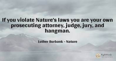 If you violate Nature's laws you are your own prosecuting...