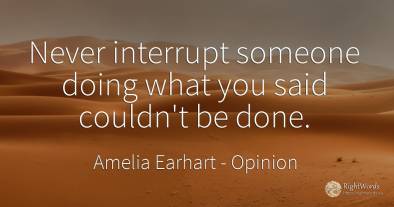 Never interrupt someone doing what you said couldn't be...
