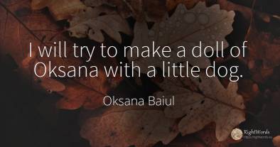 I will try to make a doll of Oksana with a little dog.