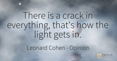 There is a crack in everything, that's how the light gets...