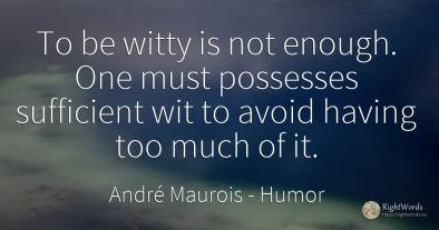 To be witty is not enough. One must possesses sufficient...