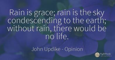 Rain is grace; rain is the sky condescending to the...