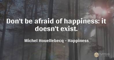 Don't be afraid of happiness: it doesn't exist.