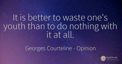 It is better to waste one's youth than to do nothing with...
