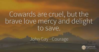 Cowards are cruel, but the brave love mercy and delight...
