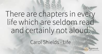 There are chapters in every life which are seldom read...