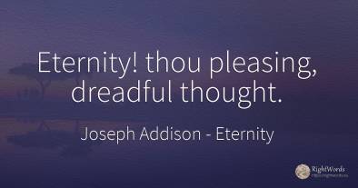 Eternity! thou pleasing, dreadful thought.