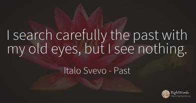 I search carefully the past with my old eyes, but I see...