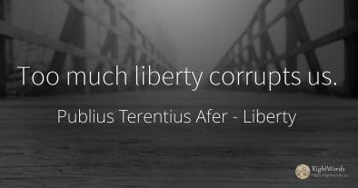 Too much liberty corrupts us.
