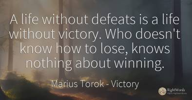 A life without defeats is a life without victory. Who...