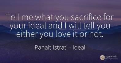 Tell me what you sacrifice for your ideal and I will tell...