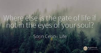 Where else is the gate of life if not in the eyes of your...