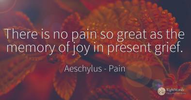 There is no pain so great as the memory of joy in present...