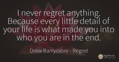 I never regret anything. Because every little detail of...
