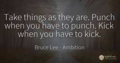 Take things as they are. Punch when you have to punch....