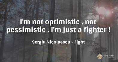I'm not optimistic, not pessimistic, I'm just a fighter!