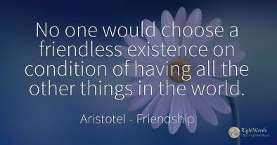 No one would choose a friendless existence on condition...