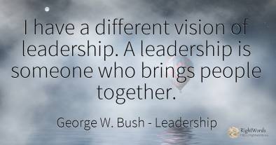 I have a different vision of leadership. A leadership is...