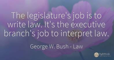 The legislature's job is to write law. It's the executive...