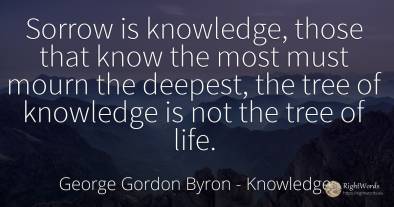 Sorrow is knowledge, those that know the most must mourn...