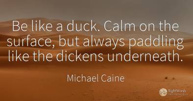 Be like a duck. Calm on the surface, but always paddling...
