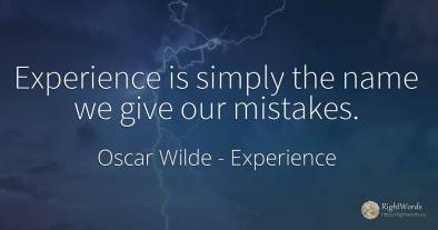 Experience is simply the name we give our mistakes.
