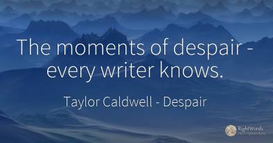 The moments of despair - every writer knows.