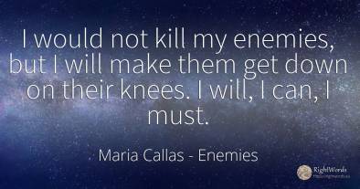 I would not kill my enemies, but I will make them get...