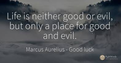 Life is neither good or evil, but only a place for good...