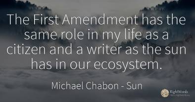 The First Amendment has the same role in my life as a...