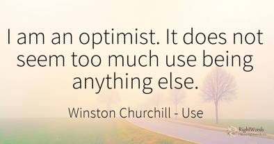 I am an optimist. It does not seem too much use being...