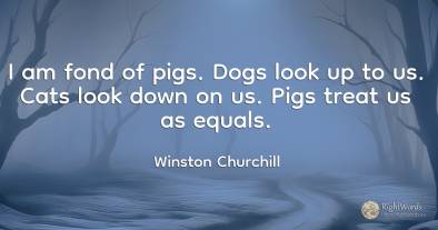 I am fond of pigs. Dogs look up to us. Cats look down on...