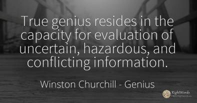 True genius resides in the capacity for evaluation of...