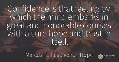 Confidence is that feeling by which the mind embarks in...