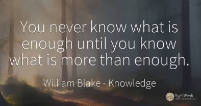 You never know what is enough until you know what is more...