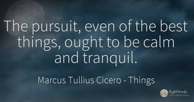 The pursuit, even of the best things, ought to be calm...
