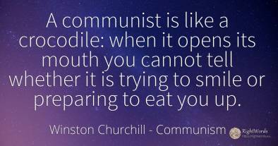 A communist is like a crocodile: when it opens its mouth...
