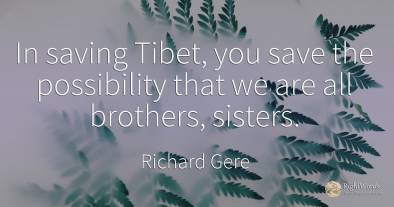 In saving Tibet, you save the possibility that we are all...