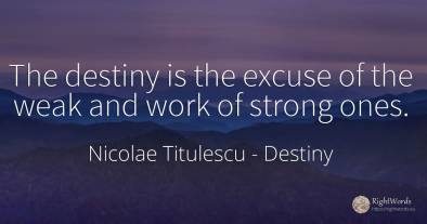 The destiny is the excuse of the weak and work of strong...