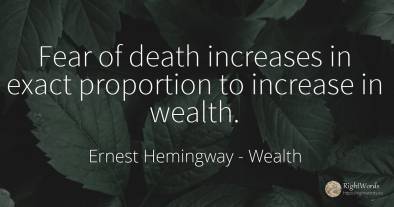 Fear of death increases in exact proportion to increase...