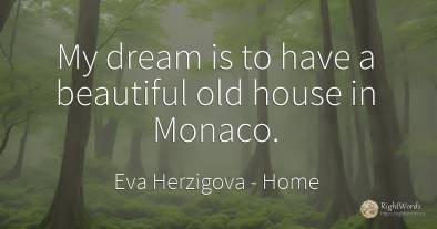 My dream is to have a beautiful old house in Monaco.