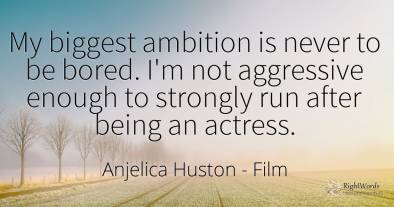 My biggest ambition is never to be bored. I'm not...