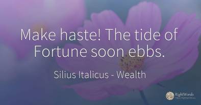 Make haste! The tide of Fortune soon ebbs.