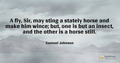 A fly, Sir, may sting a stately horse and make him wince;...