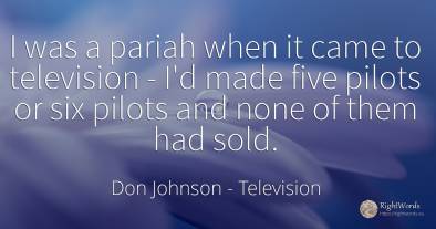 I was a pariah when it came to television - I'd made five...