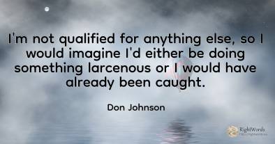 I'm not qualified for anything else, so I would imagine...